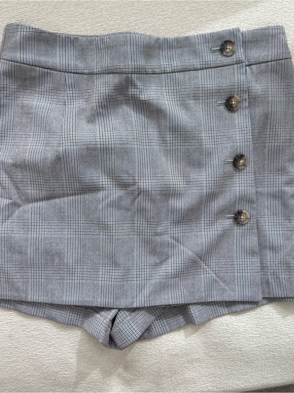 Aritzia Sunday Best Plaid Button-Front Skort in Grey